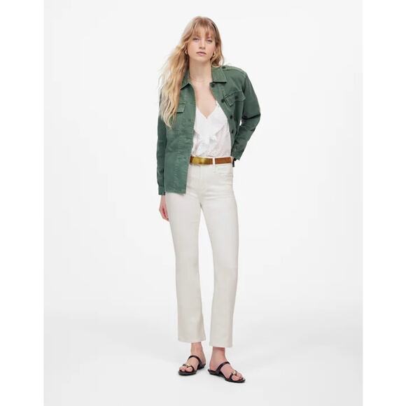 NWT Madewell Kick Out Crop Jeans In Pure White Size 33 - Picture 1 of 9